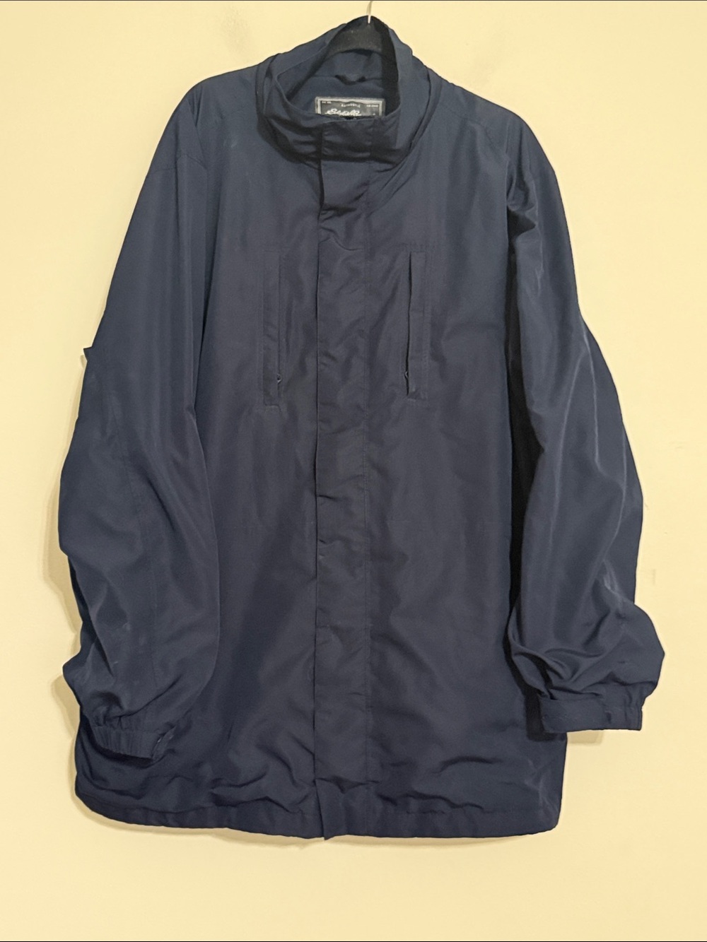 Eddie Bauer Navy Windbreaker Raincoat men’s XXL outdoor camp hiking full zip Y2K